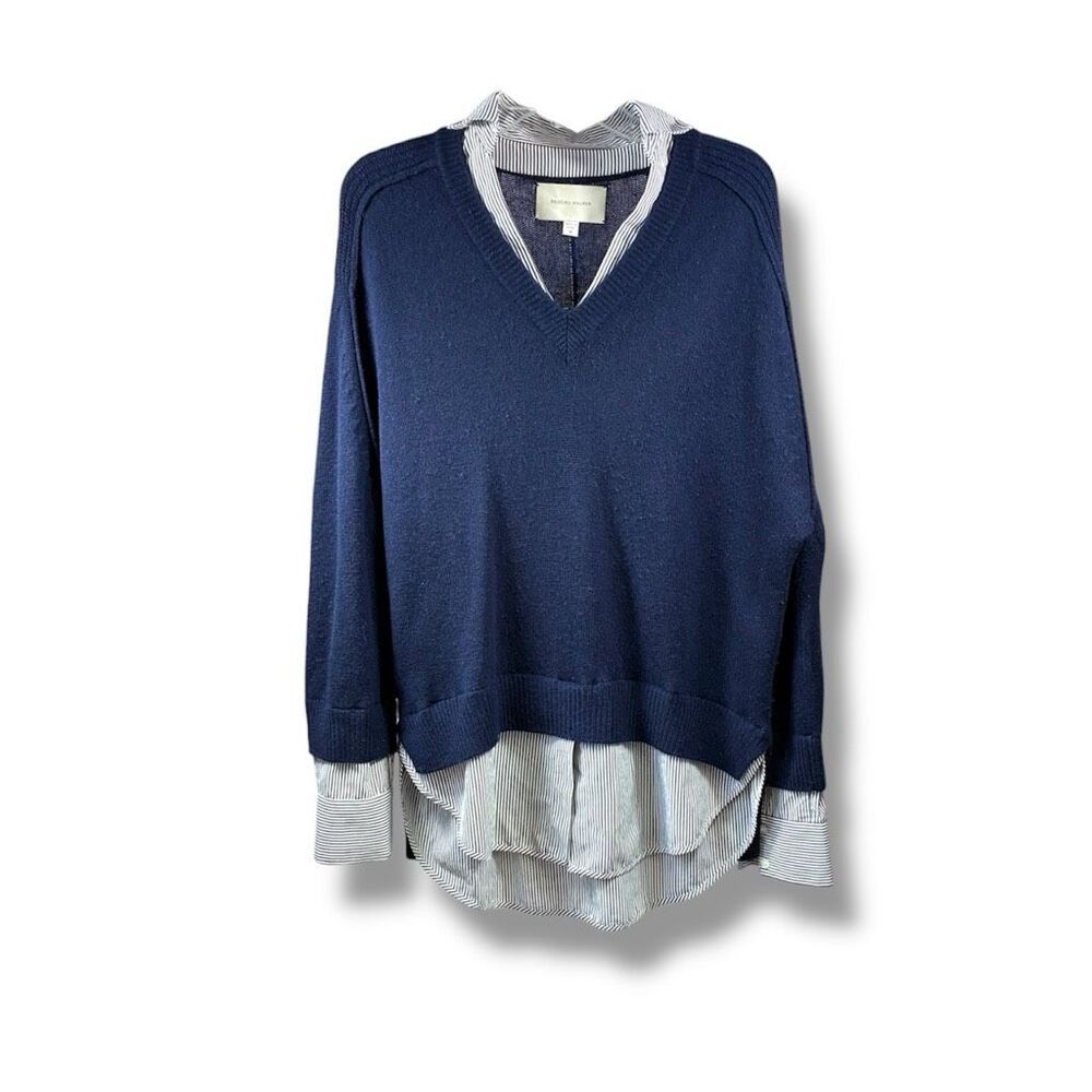 Brochu Walker The Looker Layered Wool Cashmere Sweater in Navy Size M
